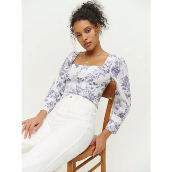 NEW Reformation Stilton Linen Top Carla 10 - Picture 13 of 17